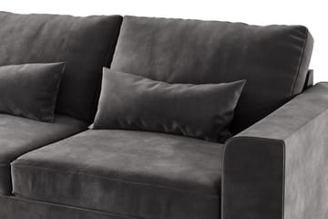Copenhagen 4-seters Venstrevendt L-formet Divansofa i Fløyel - Mørk grå - Møbler - Sofaer - Sofaer med sjeselong - 4 seters sofa med divan