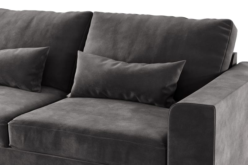 Copenhagen 4-seters Venstrevendt L-formet Divansofa i Fløyel - Mørk grå - Møbler - Sofaer - Sofaer med sjeselong - 4 seters sofa med divan