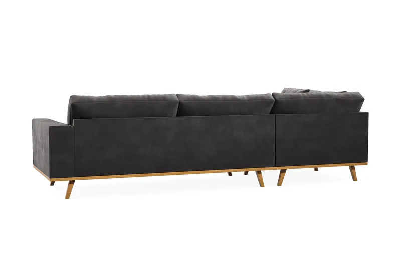 Copenhagen 4-seters Venstrevendt L-formet Divansofa i Fløyel - Mørk grå - Møbler - Sofaer - Sofaer med sjeselong - 4 seters sofa med divan