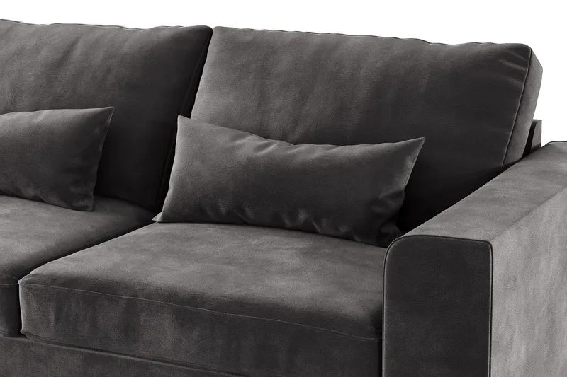 Copenhagen 4-seters Venstrevendt L-formet Divansofa i Fløyel - Mørk grå - Møbler - Sofaer - Sofaer med sjeselong - 4 seters sofa med divan