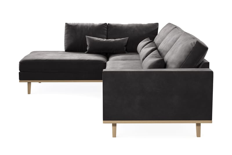 Copenhagen 4-seters Venstrevendt L-formet Divansofa i Fløyel - Mørk grå - Møbler - Sofaer - Sofaer med sjeselong - 4 seters sofa med divan