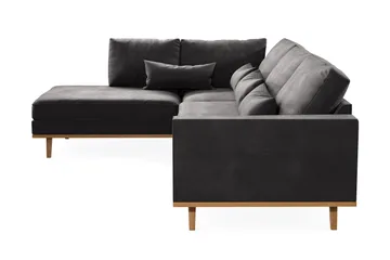 Copenhagen 4-seters Venstrevendt L-formet Divansofa i Fløyel - Mørk grå - Møbler - Sofaer - Sofaer med sjeselong - 4 seters sofa med divan