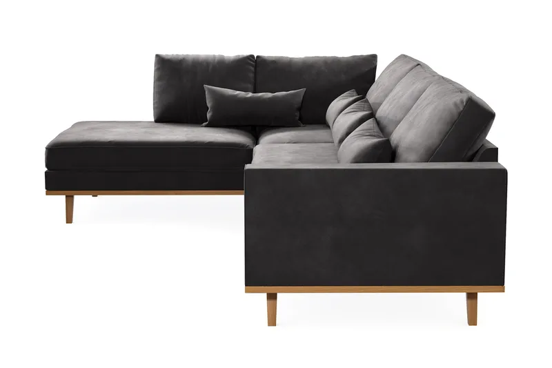 Copenhagen 4-seters Venstrevendt L-formet Divansofa i Fløyel - Mørk grå - Møbler - Sofaer - Sofaer med sjeselong - 4 seters sofa med divan