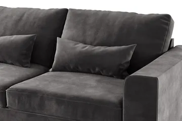 Copenhagen 4-seters Venstrevendt L-formet Divansofa i Fløyel - Mørk grå - Møbler - Sofaer - Sofaer med sjeselong - 4 seters sofa med divan