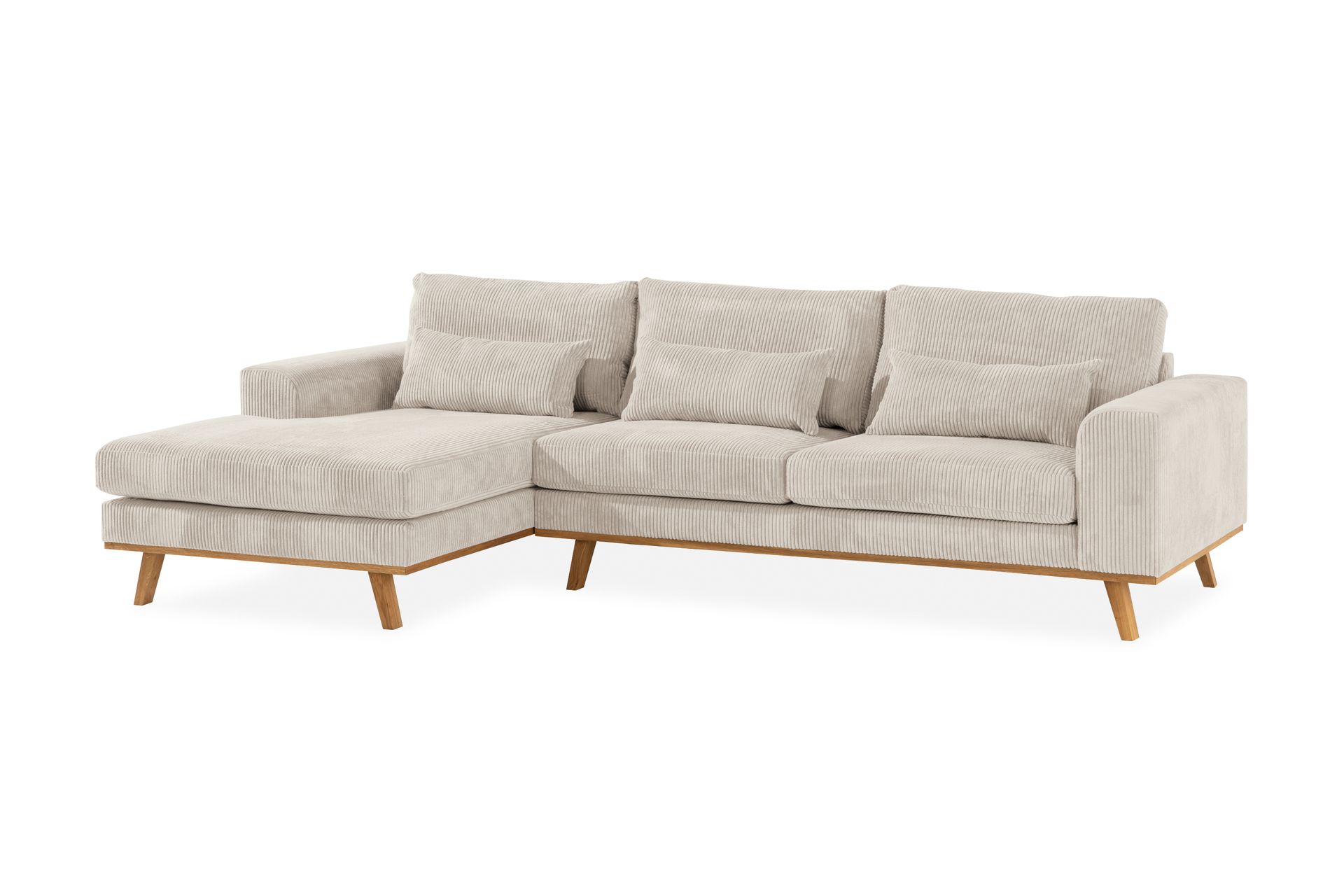 Copenhagen 4-seters Venstrevendt L-formet Divansofa i Manchester - Beige - Møbler - Sofaer - Sofaer med sjeselong - 4 seters sofa med divan