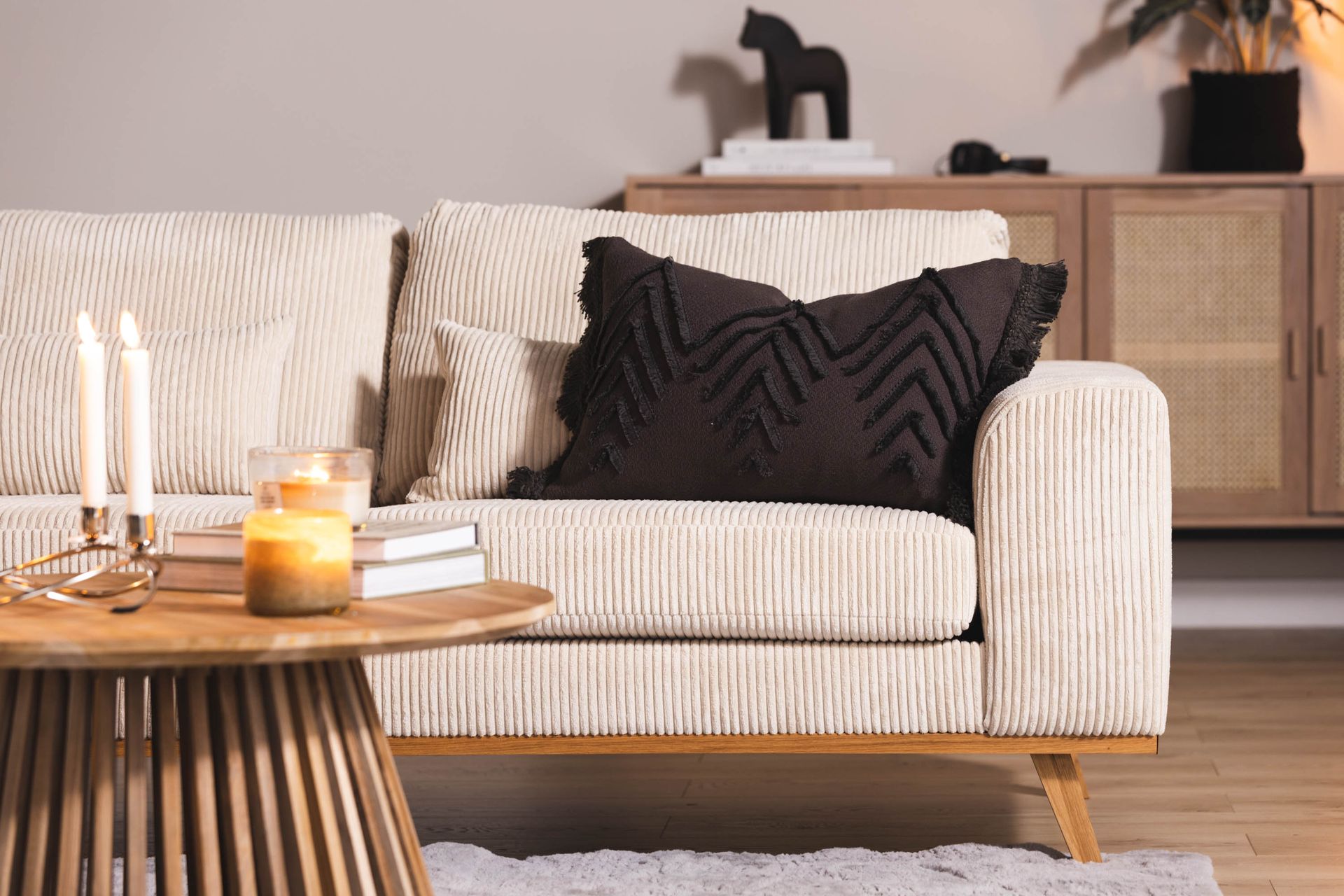 Copenhagen 4-seters Venstrevendt L-formet Divansofa i Manchester - Beige - Møbler - Sofaer - Sofaer med sjeselong - 4 seters sofa med divan