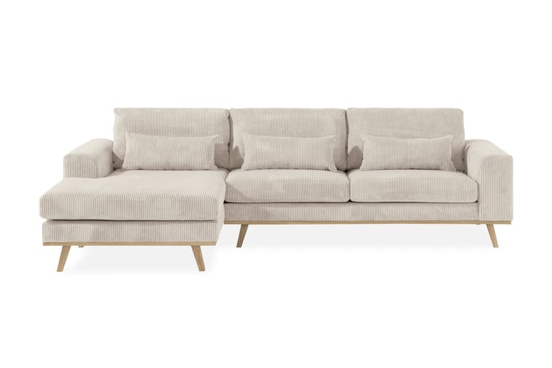 Copenhagen 4-seters Venstrevendt L-formet Divansofa i Manchester - Beige - Møbler - Sofaer - Sofaer med sjeselong - 4 seters sofa med divan