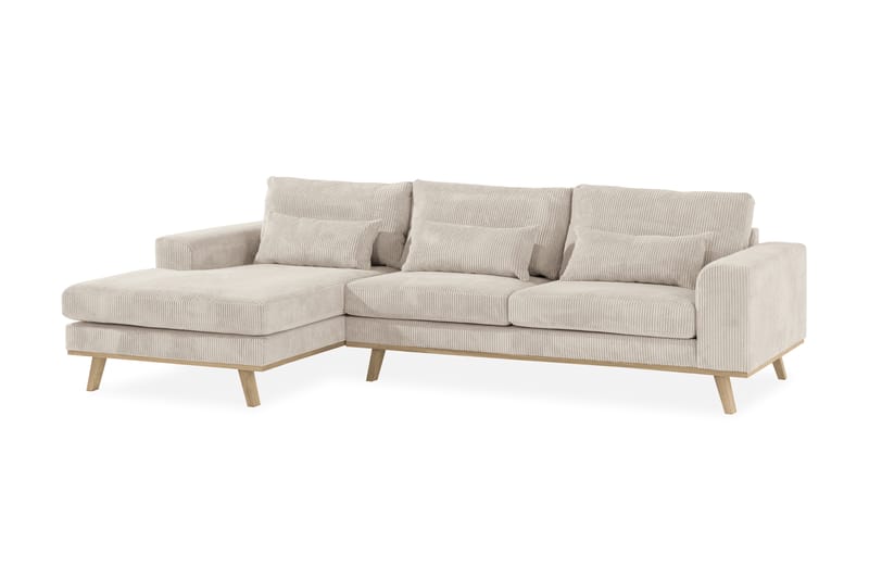 Copenhagen 4-seters Venstrevendt L-formet Divansofa i Manchester - Beige - Møbler - Sofaer - Sofaer med sjeselong - 4 seters sofa med divan