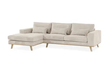Copenhagen 4-seters Venstrevendt L-formet Divansofa i Manchester - Beige - Møbler - Sofaer - Sofaer med sjeselong - 4 seters sofa med divan