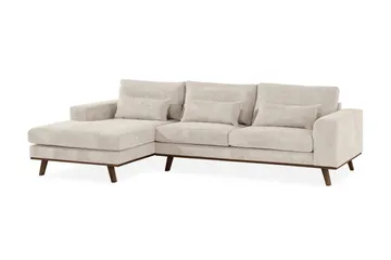 Copenhagen 4-seters Venstrevendt L-formet Divansofa i Manchester - Beige - Møbler - Sofaer - Sofaer med sjeselong - 4 seters sofa med divan