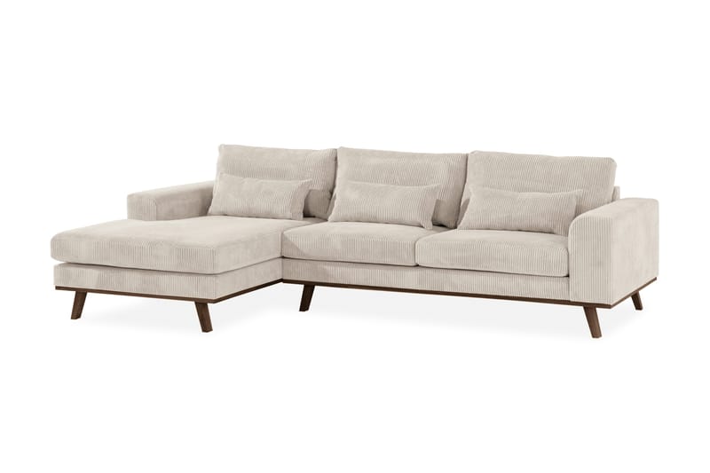 Copenhagen 4-seters Venstrevendt L-formet Divansofa i Manchester - Beige - Møbler - Sofaer - Sofaer med sjeselong - 4 seters sofa med divan