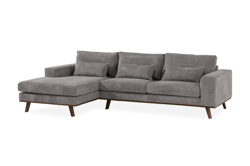 Copenhagen 4-seters Venstrevendt L-formet Divansofa i Manchester - Mørk grå - Møbler - Sofaer - Sofaer med sjeselong - 4 seters sofa med divan