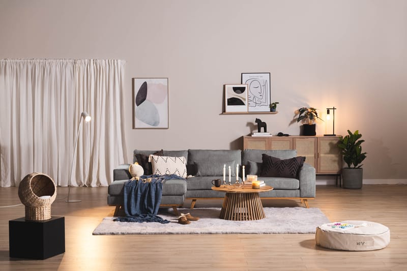 Copenhagen 4-seters Venstrevendt L-formet Divansofa i Manchester - Mørk grå - Møbler - Sofaer - Sofaer med sjeselong - 4 seters sofa med divan