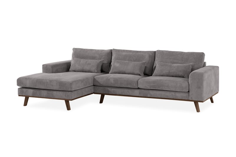 Copenhagen 4-seters Venstrevendt L-formet Divansofa i Manchester - Mørk grå - Møbler - Sofaer - Sofaer med sjeselong - 4 seters sofa med divan