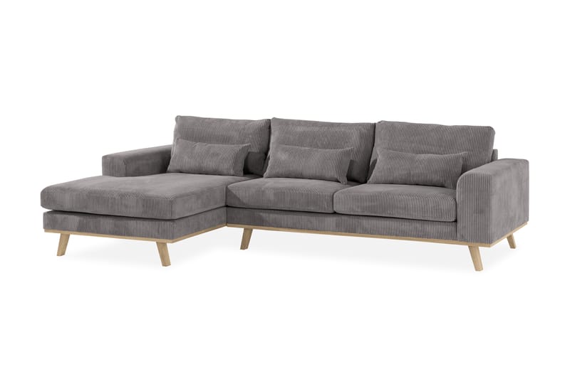 Copenhagen 4-seters Venstrevendt L-formet Divansofa i Manchester - Mørk grå - Møbler - Sofaer - Sofaer med sjeselong - 4 seters sofa med divan