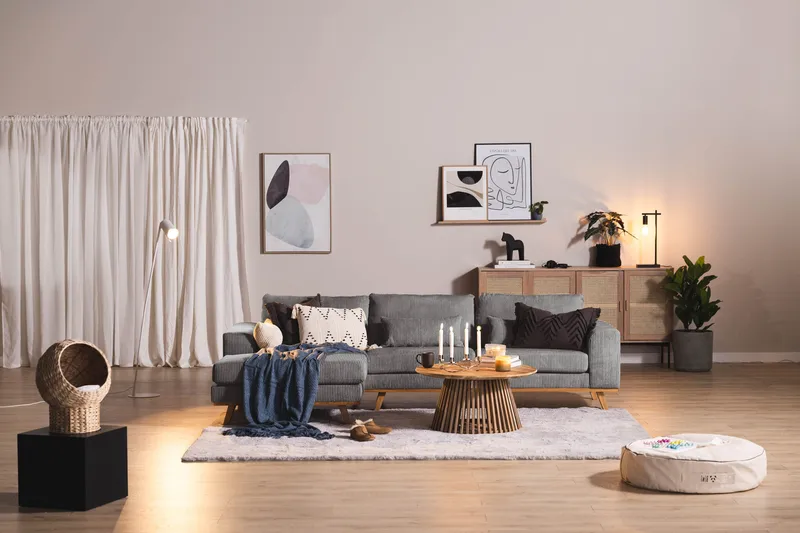 Copenhagen 4-seters Venstrevendt L-formet Divansofa i Manchester - Mørk grå - Møbler - Sofaer - Sofaer med sjeselong - 4 seters sofa med divan