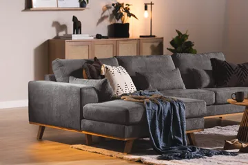 Copenhagen 4-seters Venstrevendt L-formet Divansofa i Manchester - Mørk grå - Møbler - Sofaer - Sofaer med sjeselong - 4 seters sofa med divan