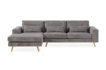 Copenhagen 4-seters Venstrevendt L-formet Divansofa i Manchester - Mørk grå - Møbler - Sofaer - Sofaer med sjeselong - 4 seters sofa med divan