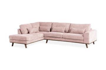 Copenhagen 4-seters Venstrevendt L-formet Divansofa i Manchester - Rosa - Møbler - Sofaer - Sofaer med sjeselong - 4 seters sofa med divan