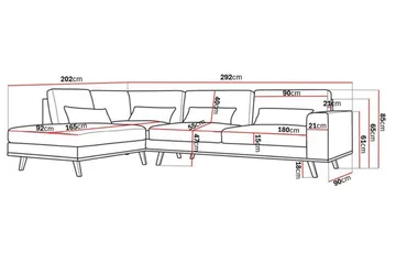 Copenhagen 4-seters Venstrevendt L-formet Divansofa i Manchester - Rosa - Møbler - Sofaer - Sofaer med sjeselong - 4 seters sofa med divan