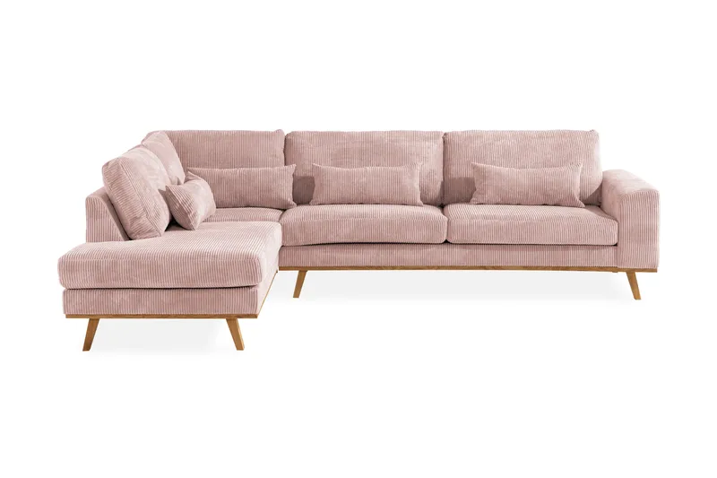 Copenhagen 4-seters Venstrevendt L-formet Divansofa i Manchester - Rosa - Møbler - Sofaer - Sofaer med sjeselong - 4 seters sofa med divan
