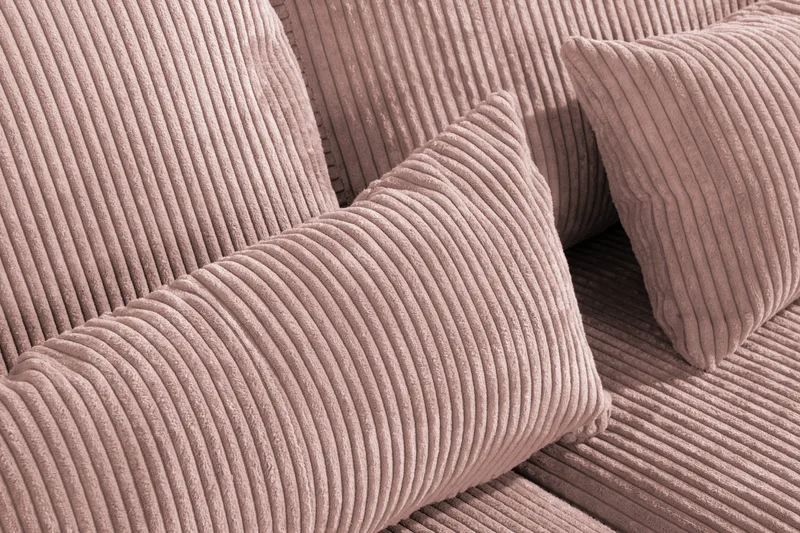 Copenhagen 4-seters Venstrevendt L-formet Divansofa i Manchester - Rosa - Møbler - Sofaer - Sofaer med sjeselong - 4 seters sofa med divan