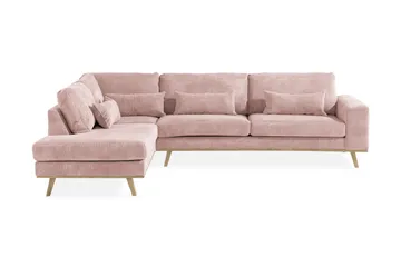 Copenhagen 4-seters Venstrevendt L-formet Divansofa i Manchester - Rosa - Møbler - Sofaer - Sofaer med sjeselong - 4 seters sofa med divan