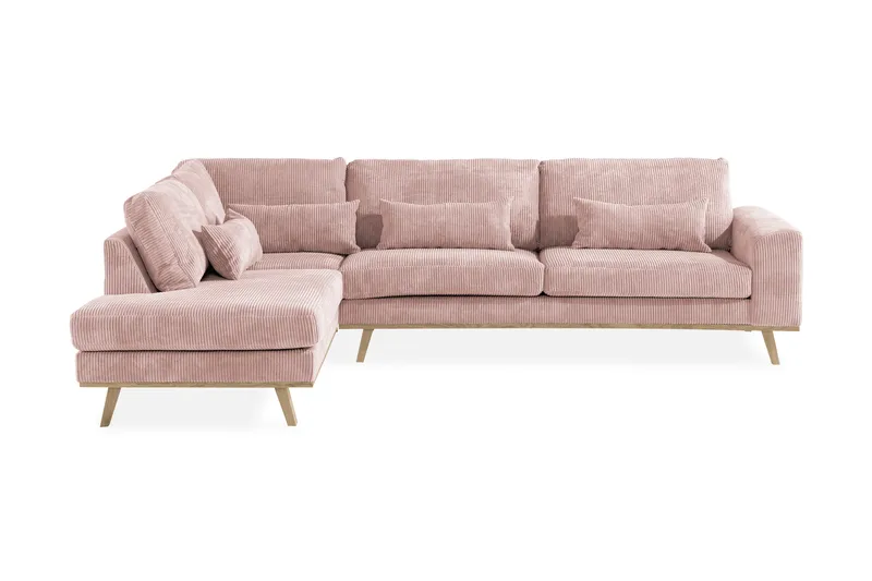 Copenhagen 4-seters Venstrevendt L-formet Divansofa i Manchester - Rosa - Møbler - Sofaer - Sofaer med sjeselong - 4 seters sofa med divan