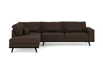 Copenhagen 4-seters Venstrevendt L-formet Divansofa i Stoff - Brun - Møbler - Sofaer - Sofaer med sjeselong - 4 seters sofa med divan