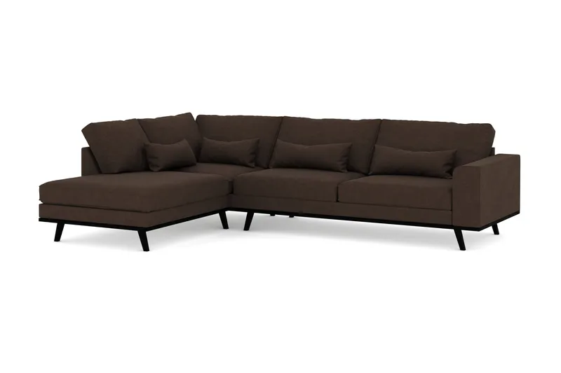 Copenhagen 4-seters Venstrevendt L-formet Divansofa i Stoff - Brun - Møbler - Sofaer - Sofaer med sjeselong - 4 seters sofa med divan