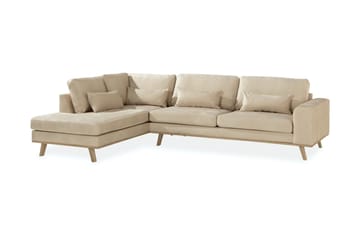 Copenhagen 4-seters Venstrevendt L-formet Sjeselongsofa i Fløyel - Beige - Møbler - Sofaer - Sofaer med sjeselong - 4 seters sofa med divan