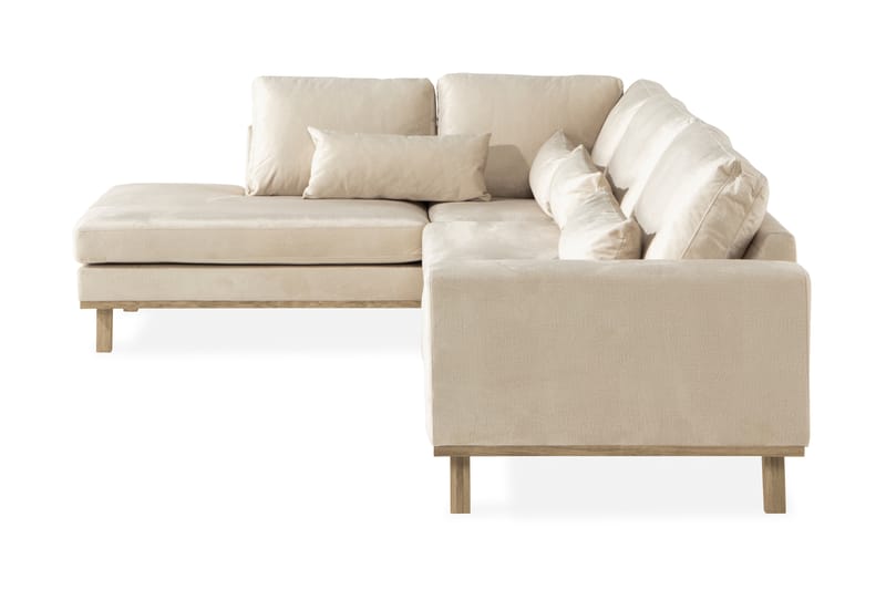 Copenhagen 4-seters Venstrevendt L-formet Sjeselongsofa i Fløyel - Beige - Møbler - Sofaer - Sofaer med sjeselong - 4 seters sofa med divan