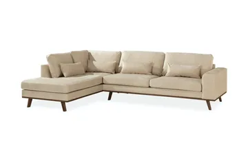 Copenhagen 4-seters Venstrevendt L-formet Sjeselongsofa i Fløyel - Beige - Møbler - Sofaer - Sofaer med sjeselong - 4 seters sofa med divan