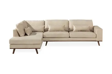 Copenhagen 4-seters Venstrevendt L-formet Sjeselongsofa i Fløyel - Beige - Møbler - Sofaer - Sofaer med sjeselong - 4 seters sofa med divan