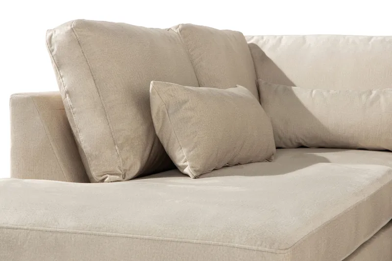Copenhagen 4-seters Venstrevendt L-formet Sjeselongsofa i Fløyel - Beige - Møbler - Sofaer - Sofaer med sjeselong - 4 seters sofa med divan