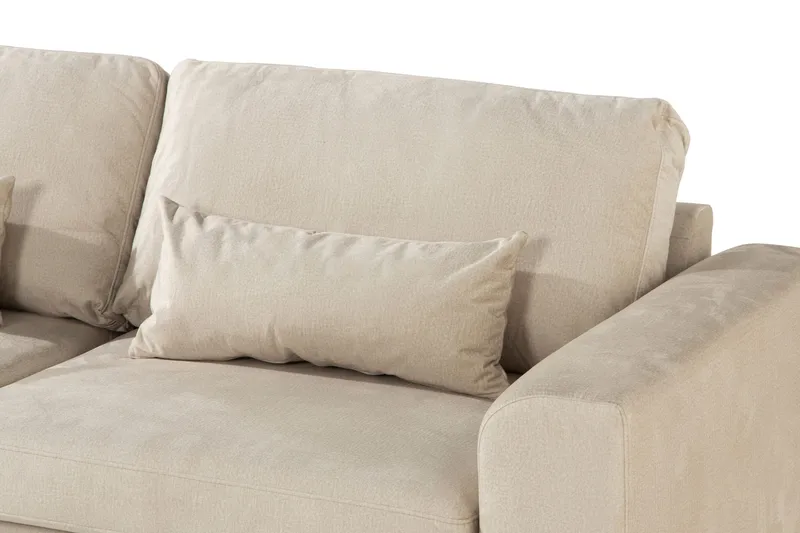 Copenhagen 4-seters Venstrevendt L-formet Sjeselongsofa i Fløyel - Beige - Møbler - Sofaer - Sofaer med sjeselong - 4 seters sofa med divan