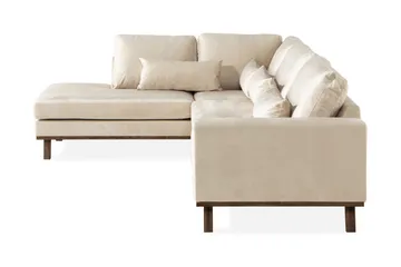 Copenhagen 4-seters Venstrevendt L-formet Sjeselongsofa i Fløyel - Beige - Møbler - Sofaer - Sofaer med sjeselong - 4 seters sofa med divan