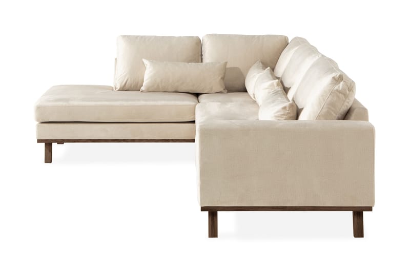 Copenhagen 4-seters Venstrevendt L-formet Sjeselongsofa i Fløyel - Beige - Møbler - Sofaer - Sofaer med sjeselong - 4 seters sofa med divan