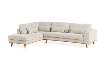 Copenhagen 4-seters Venstrevendt L-formet Sjeselongsofa i Manchester - Beige - Møbler - Sofaer - Sofaer med sjeselong - 4 seters sofa med divan