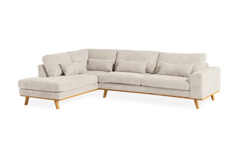 Copenhagen 4-seters Venstrevendt L-formet Sjeselongsofa i Manchester - Beige - Møbler - Sofaer - Sofaer med sjeselong - 4 seters sofa med divan
