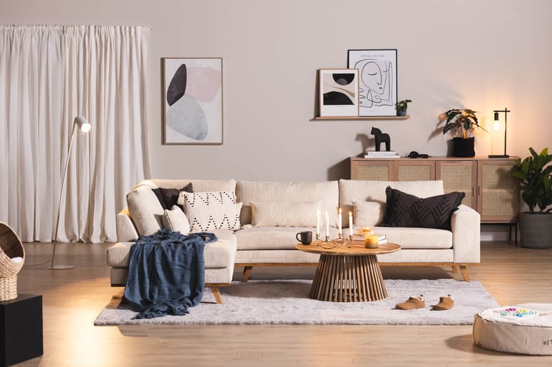 Copenhagen 4-seters Venstrevendt L-formet Sjeselongsofa i Manchester - Beige - Møbler - Sofaer - Sofaer med sjeselong - 4 seters sofa med divan