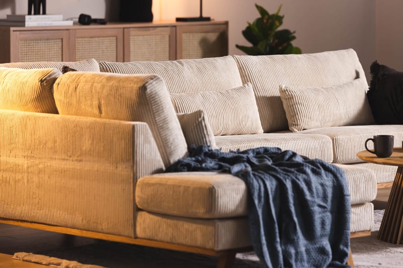Copenhagen 4-seters Venstrevendt L-formet Sjeselongsofa i Manchester - Beige - Møbler - Sofaer - Sofaer med sjeselong - 4 seters sofa med divan