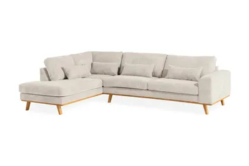 Copenhagen 4-seters Venstrevendt L-formet Sjeselongsofa i Manchester - Beige - Møbler - Sofaer - Sofaer med sjeselong - 4 seters sofa med divan