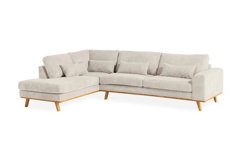 Copenhagen 4-seters Venstrevendt L-formet Sjeselongsofa i Manchester - Beige - Møbler - Sofaer - Sofaer med sjeselong - 4 seters sofa med divan