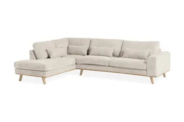 Copenhagen 4-seters Venstrevendt L-formet Sjeselongsofa i Manchester - Beige - Møbler - Sofaer - Sofaer med sjeselong - 4 seters sofa med divan