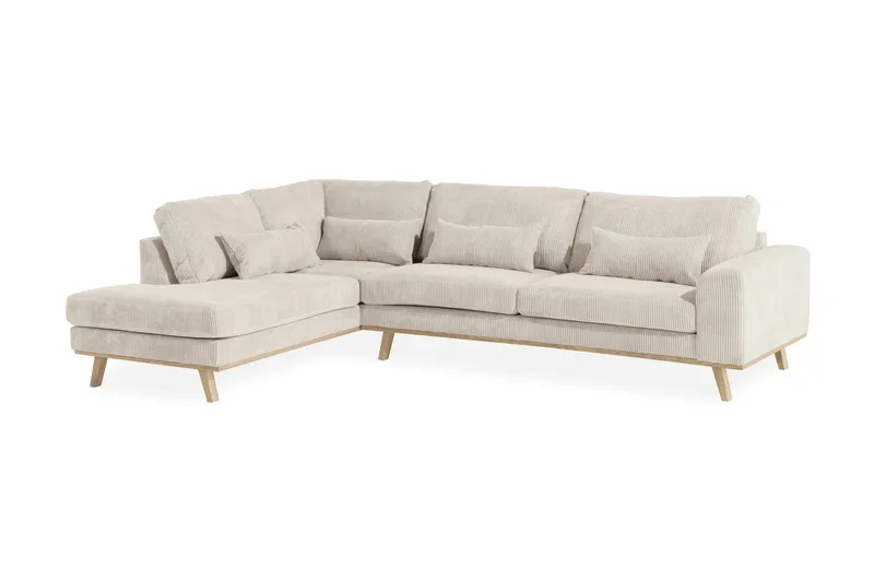 Copenhagen 4-seters Venstrevendt L-formet Sjeselongsofa i Manchester - Beige - Møbler - Sofaer - Sofaer med sjeselong - 4 seters sofa med divan