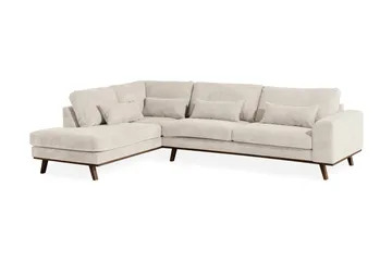 Copenhagen 4-seters Venstrevendt L-formet Sjeselongsofa i Manchester - Beige - Møbler - Sofaer - Sofaer med sjeselong - 4 seters sofa med divan