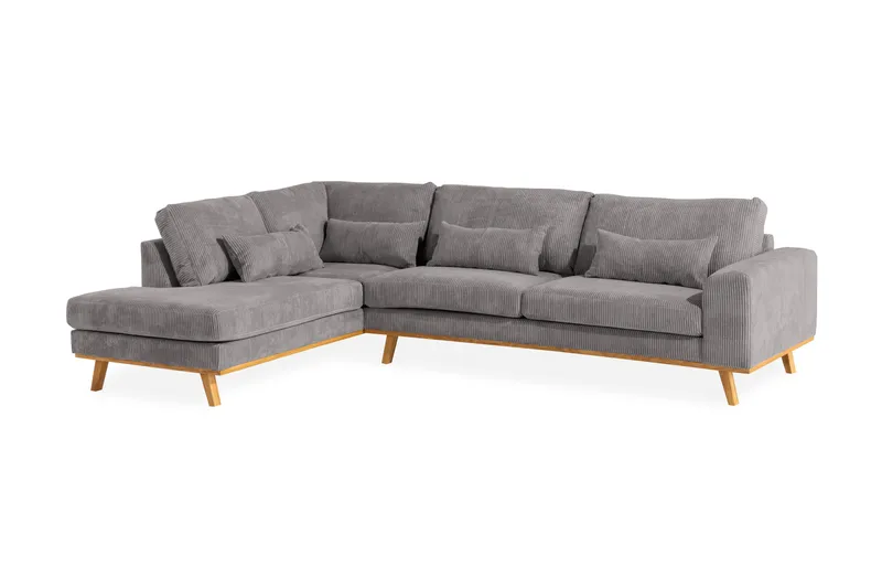 Copenhagen 4-seters Venstrevendt L-formet Sjeselongsofa i Manchester - Mørk grå - Møbler - Sofaer - Sofaer med sjeselong - 4 seters sofa med divan
