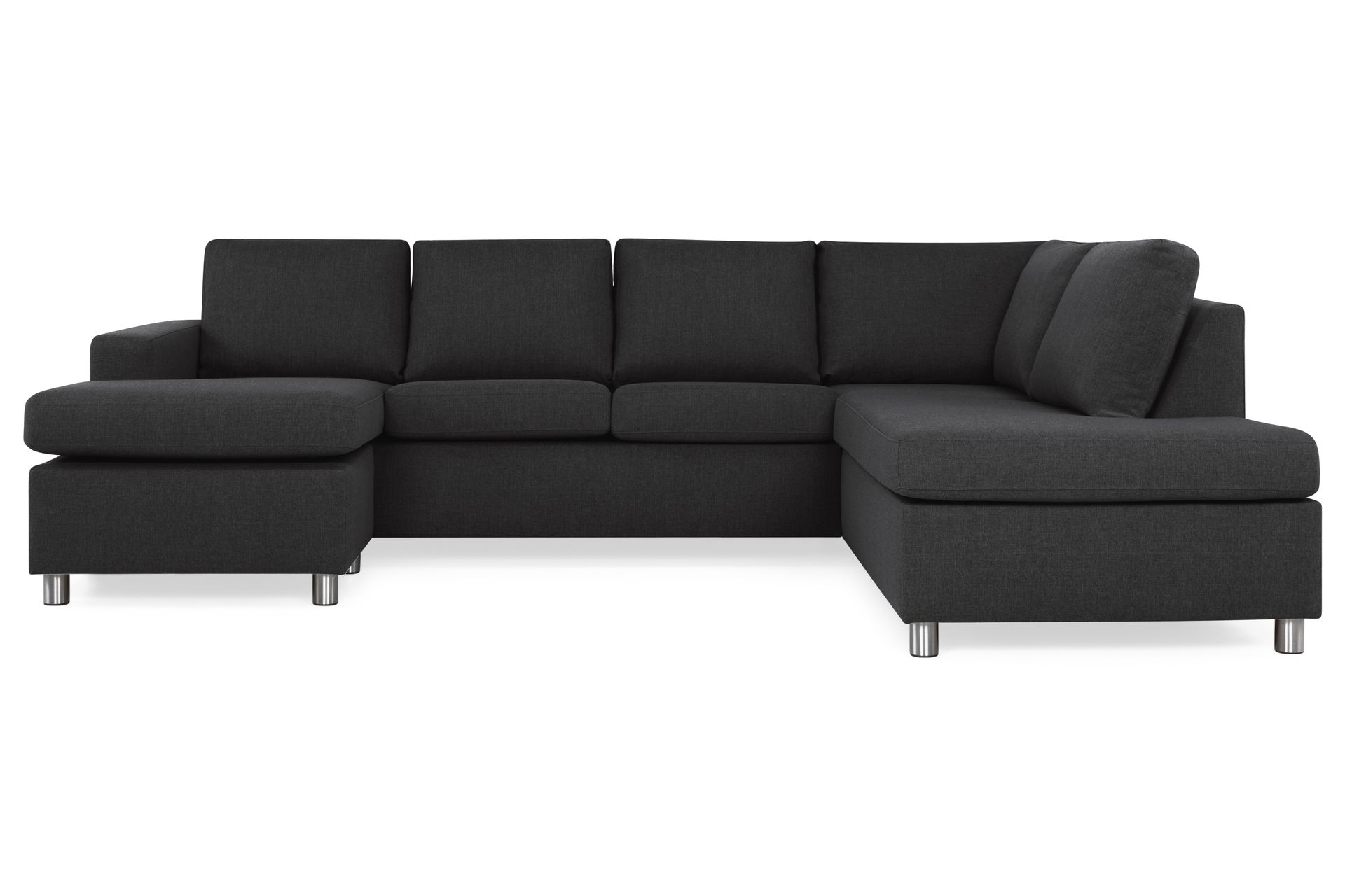 Crazy 4-seters Høyrevendt U-formet Large Sofa med Divan og Sjeselong i Stoff - Antrasitt - Møbler - Sofaer - Sofaer med sjeselong - 4 seters sofa med divan