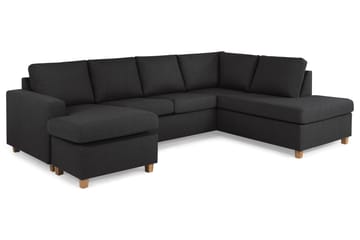 Crazy 4-seters Høyrevendt U-formet Large Sofa med Divan og Sjeselong i Stoff - Antrasitt - Møbler - Sofaer - Sofaer med sjeselong - 4 seters sofa med divan